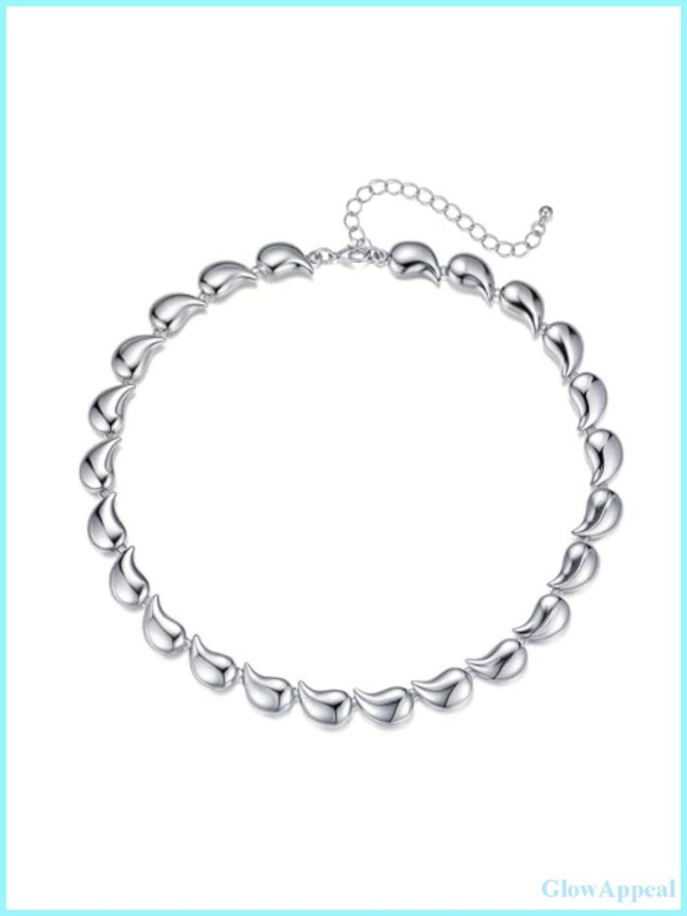 Sterling Silver Plated Chunky Teardrop Beaded Necklace Waterdrop Choker Collar